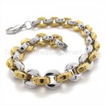Titanium Gold and Silver Small Round Cake Link Bracelet 19410