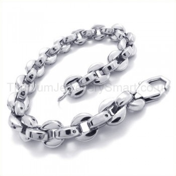 Pure Silver Titanium Small Round Cake Link Bracelet 19411