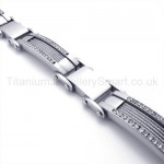 Inlay Diamond Titanium Cable Bracelet 19442