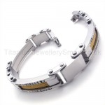 Inlay Diamond Titanium Gold Cable Bracelet 19443