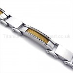 Inlay Diamond Titanium Gold Cable Bracelet 19443