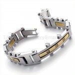 Gold Inlay Diamond Titanium Bracelet 19445