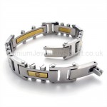 Gold Inlay Diamond Titanium Bracelet 19445