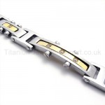 Gold Inlay Diamond Titanium Bracelet 19445