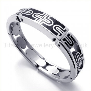 Mens Titanium Cross Patterns Bracelet 19469