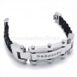 Cool Mens Inlay Diamond Titanium Bracelet 19563