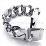 Mens Retro Titanium Engrave Flower Vine Bracelet 19716