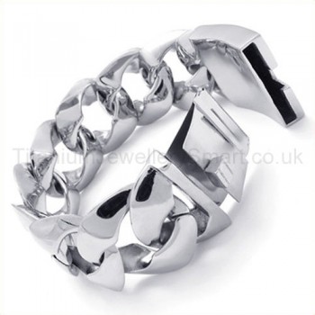 Polished Titanium Mens Wide Bracelet 19717