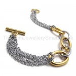 New Womens Stylish Seductive With Gold Rings Titanium Bracelet 19971