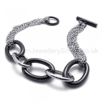 New Womens Stylish Seductive Black Ring Titanium Bracelet 19973
