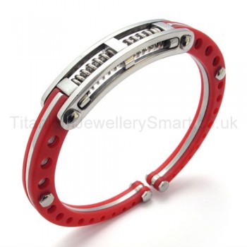 Limited Womens Red Titanium Spring Bracelet 20075