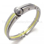 Stylish Mens Yellow Inlay Titanium Bracelet 20076