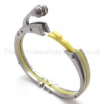 Stylish Mens Yellow Inlay Titanium Bracelet 20076