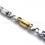 Mens Titanium Two-tone Cylinder Link Bracelet 20273