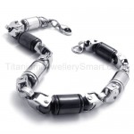 Mens Stylish Titanium Two-tone Cylinder Link Bracelet 20274