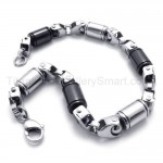 Mens Stylish Titanium Two-tone Cylinder Link Bracelet 20274