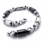 Mens Stylish Titanium Two-tone Cylinder Link Bracelet 20274