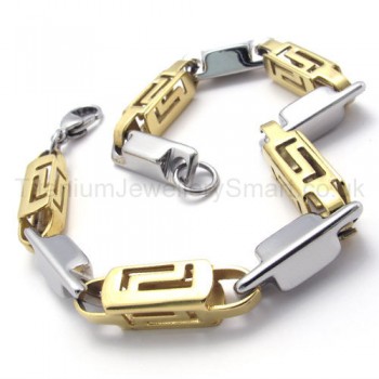 Titanium Gold  Hollow Box Link Bracelet 20276