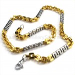 Gold Quadrate Link Cool Mens Titanium Necklace 19080