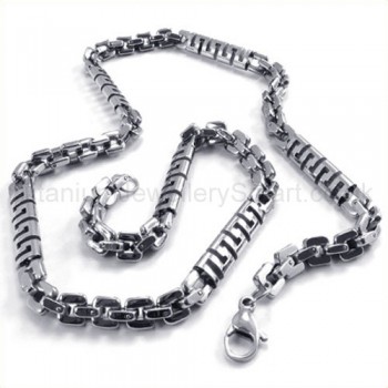 Silver Quadrate Link Cool Mens Titanium Necklace 19081