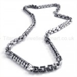 Silver Quadrate Link Cool Mens Titanium Necklace 19081