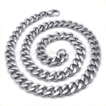 Polished Curb Mens Titanium Necklace 19215