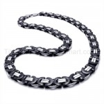 Black Double Telephones Link Mens Titanium Necklace 19262