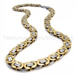 Gold Double Telephones Link MensTitanium Necklace 19263