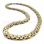 Gold Double Telephones Link MensTitanium Necklace 19263