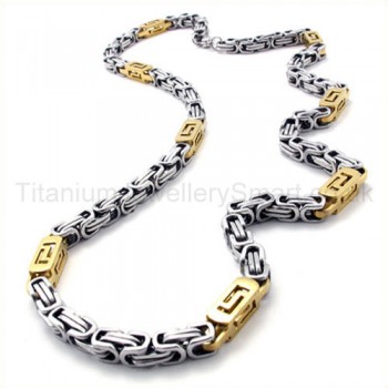 The Gold Great Wall Pattern Two Layer Titanium Necklace 19286