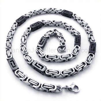 The Black Great Wall Pattern Two Layer Titanium Necklace 19287