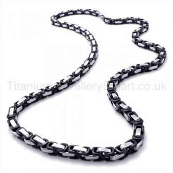 The Black Great Wall Pattern Single Layer Titanium Necklace 19288