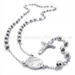 Silver Beads Womens Titanium Cross Pendant Necklace 19327