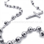 Silver Beads Womens Titanium Cross Pendant Necklace 19327