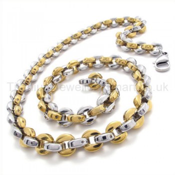 Gold Rolo Link Titanium Necklace 19407