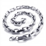 Silver Box Link Titanium Necklace 19415