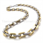 Gold Box Link Titanium Necklace 19423