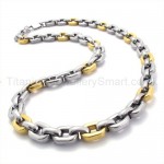 Gold Oval Box Titanium Necklace 19548