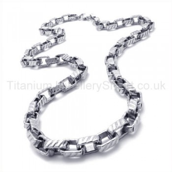 Diagonal Box Titanium Necklace 19556