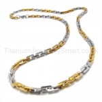 Gold Single Layer Piece Link Titanium Necklace 19559