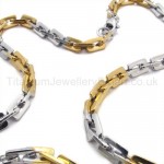 Gold Single Layer Piece Link Titanium Necklace 19559