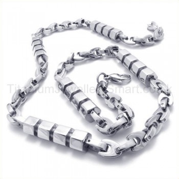 Hexagonal Cylinder Titanium Necklace 19719