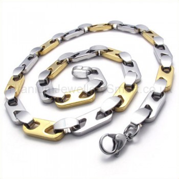 Gold Sheets Link Titanium Necklace 19792