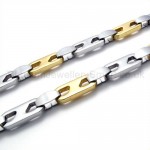 Gold Sheets Link Titanium Necklace 19792