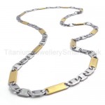 Mens Gold Sheets Link Titanium Necklace 20021