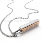 Womens Titanium With Roman Numerals Gold Pendant Necklace 20132