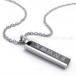 Womens Titanium With Roman Numerals Black Pendant Necklace 20133