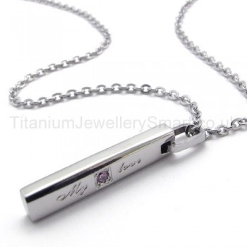 Womens Titanium With Diamond Love Pendant Necklace 20134