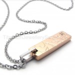 Womens Titanium With Love Pattern Gold Pendant Necklace 20139