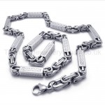 Grooved Cuboid Titanium Silver Necklace 20219